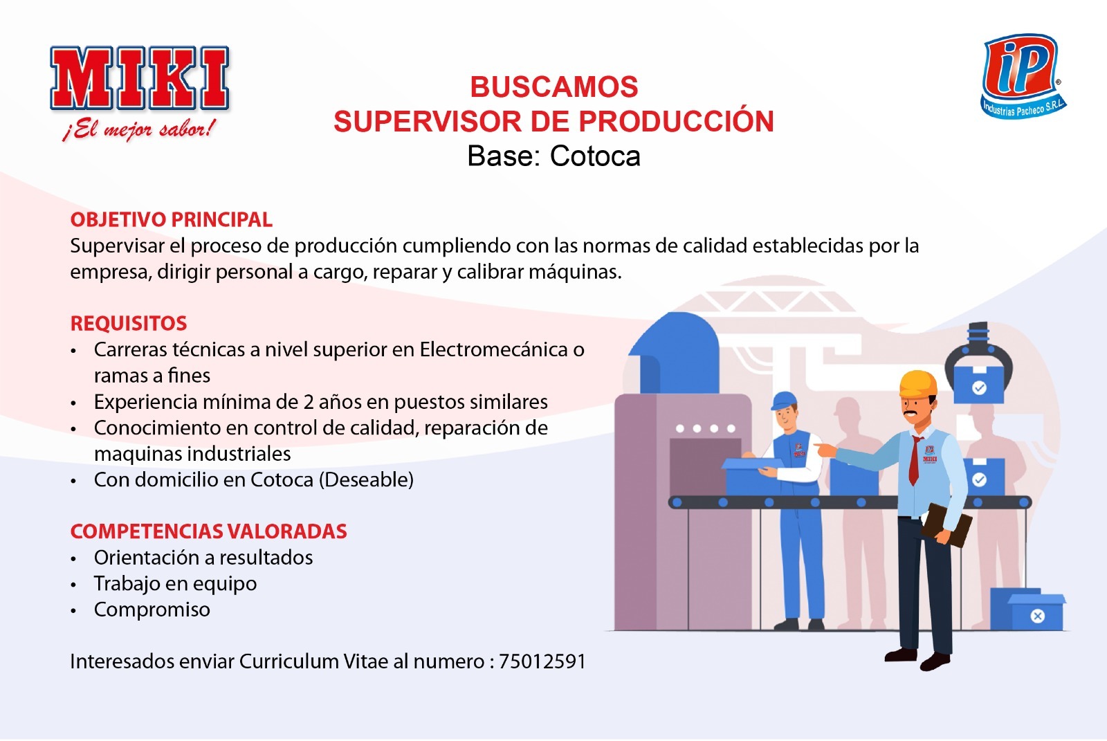 SUPERVISOR DE PRODUCCION | Trabajando Bolivia